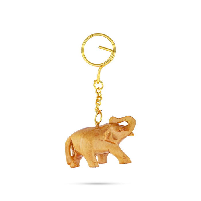 Elephant Design Key Chain - 1.5 x 2 Inches | Key Ring/ Wooden Key Holder for Car And Bike
