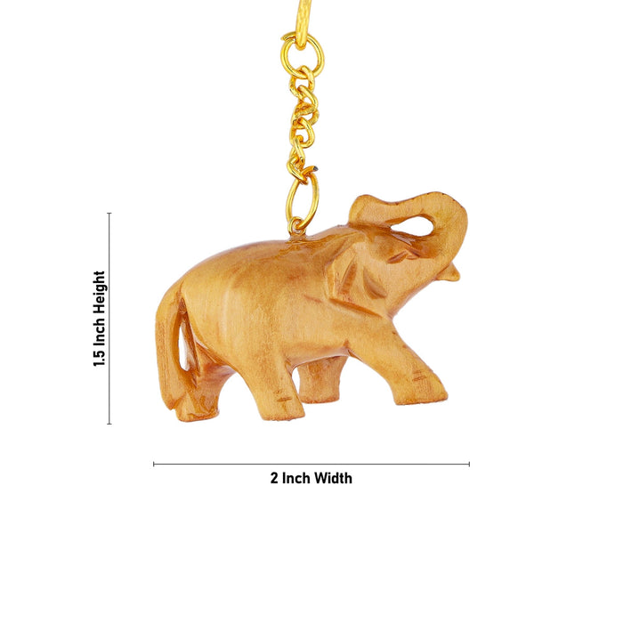 Elephant Design Key Chain - 1.5 x 2 Inches | Key Ring/ Wooden Key Holder for Car And Bike