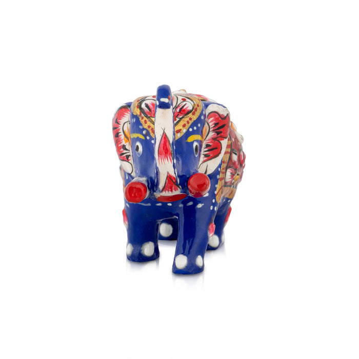 Elephant Statue - 2 x 2.5 Inches | Painted Elephant Sculpture/ Metal Elephant Idol for Home