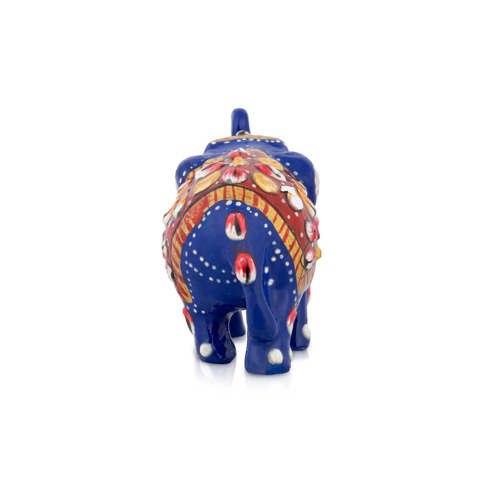 Elephant Statue - 2 x 2.5 Inches | Painted Elephant Sculpture/ Metal Elephant Idol for Home