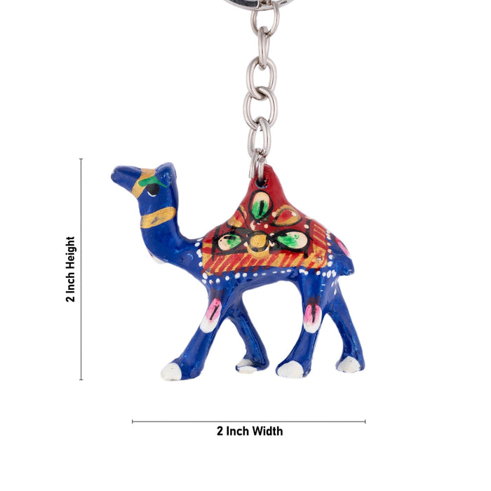 Camel Design Key Chain - 2 x 2 Inches | Key Ring/ Metal & Painted Key Holder for Car & Bike
