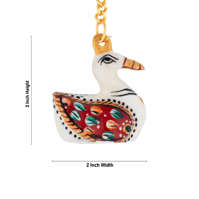 Duck Design Key Chain - 2 x 2 Inches | Key Ring/ Metal & Painted Key Holder for Car & Bike