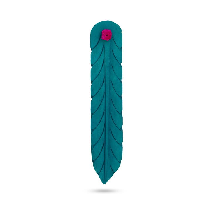 Leaf Agarbatti Stand - 10 x 2 Inches | Wooden Incense Stick Holder/ Decorative Agarbathi Holder for Pooja Room