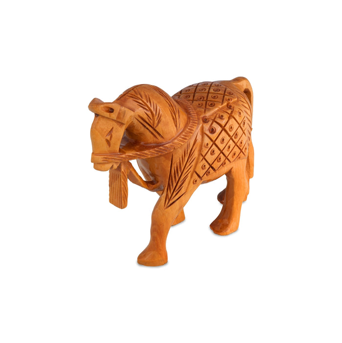 Horse Figurine - 3 x 3.5 Inches | Wooden Idol/ Horse Statue For Table Decor