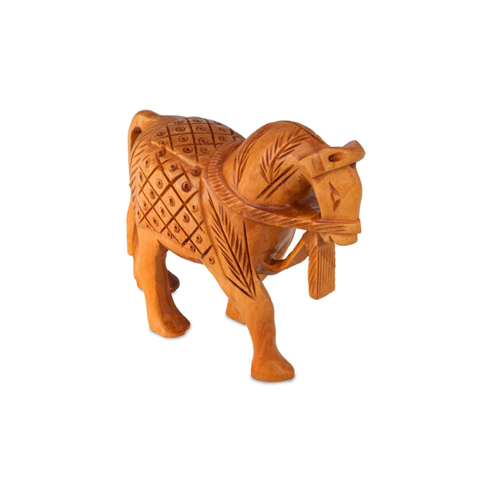 Horse Statue - 4 x 4.5 Inches | Wooden Figurine/ Horse Sculpture For Home Decoration