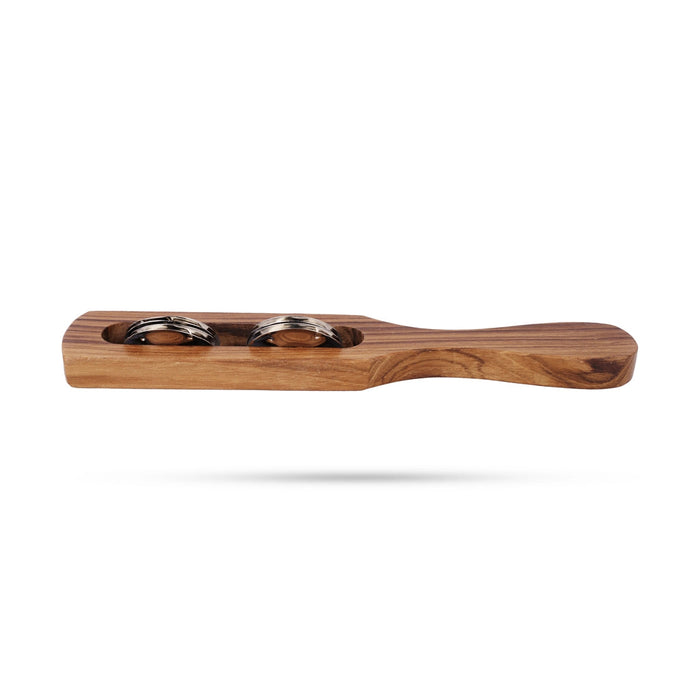 Wooden Hatheli - 8 x 1.5 Inches | Single Slot Kartal/ Musical Instrument/ Hand Jingles/ Hand Cymbals for Bhajan
