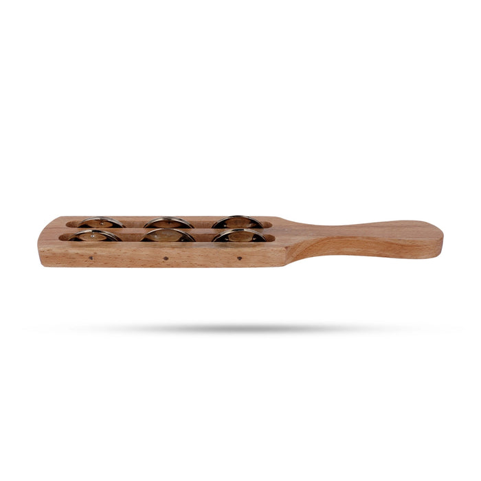 Wooden Hatheli - 10 x 2 Inches | Double Slot Kartal/ Musical Instrument/ Hand Jingles/ Hand Cymbals for Bhajan