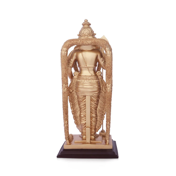 Murugan Statue Standing On Base - 12 X 4.5 Inches | Resin Statue/ Gold Polish Kartikeya Statue For Home Decor