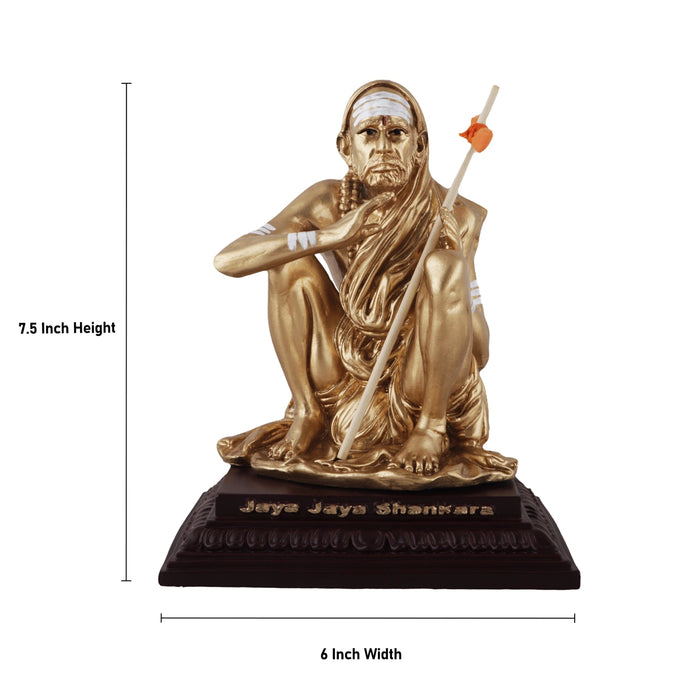 Maha Periyava Idol - 7.5 Inches | Shankaracharya Statue/ Marble Dust Statue for Home Decor