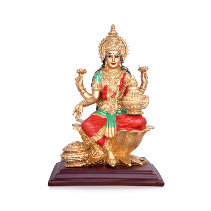 Mahalaxmi Murti - 7.5 x 5 Inches | Gold Polish Lakshmi Idol / Resin Mahalakshmi Statue For Pooja Decor
