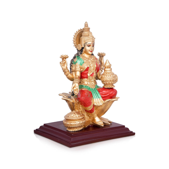 Mahalaxmi Murti - 7.5 x 5 Inches | Gold Polish Lakshmi Idol / Resin Mahalakshmi Statue For Pooja Decor