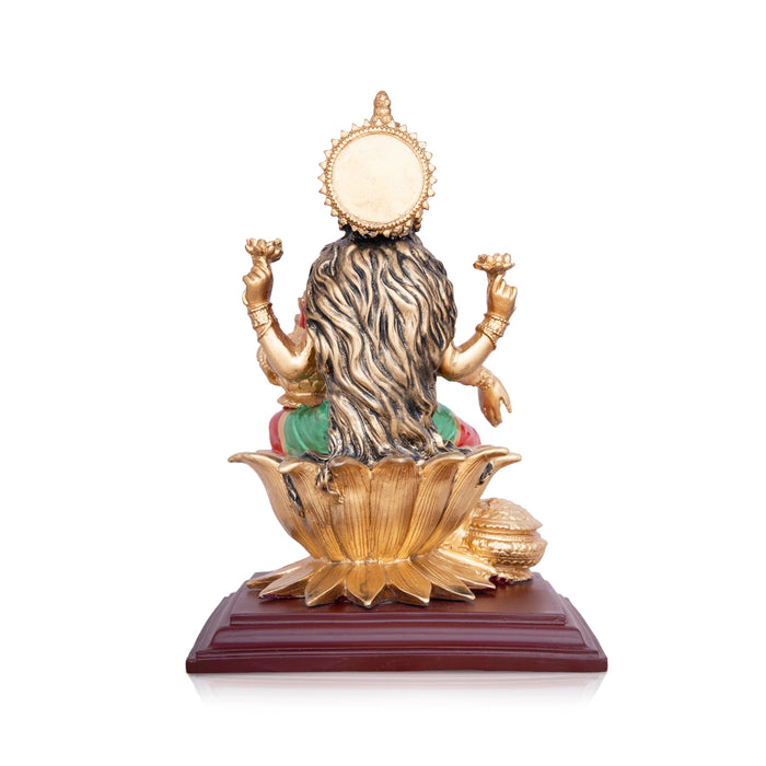 Mahalaxmi Murti - 7.5 x 5 Inches | Gold Polish Lakshmi Idol / Resin Mahalakshmi Statue For Pooja Decor