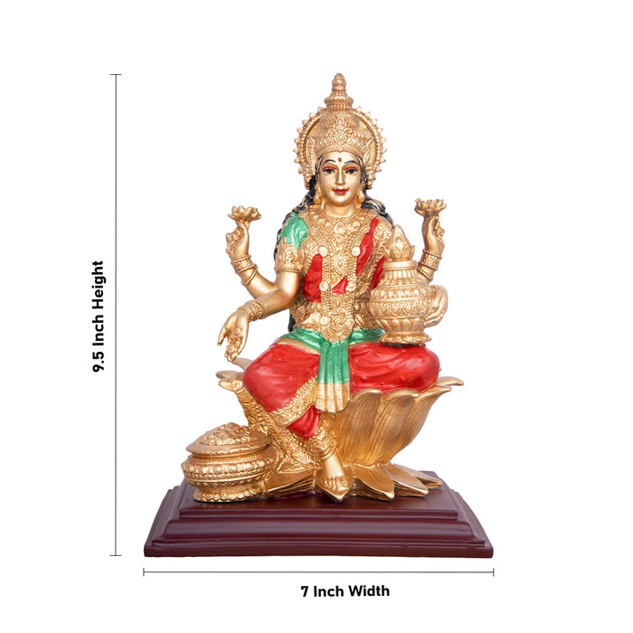 Mahalaxmi Murti - 7.5 x 5 Inches | Gold Polish Lakshmi Idol / Resin Mahalakshmi Statue For Pooja Decor