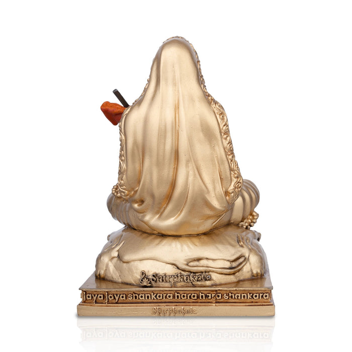 Adi Shankara Statue Sitting On Base- 6.5 X 4.5 Inches | Gold Polish Shankaracharya Murti/Resin Statue For Pooja