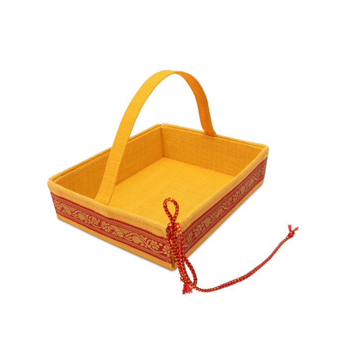 Jute Bag with Handle - 4 x 10.5 x 8.5 Inches | Basket Handbag/ Jute Handbag for Women