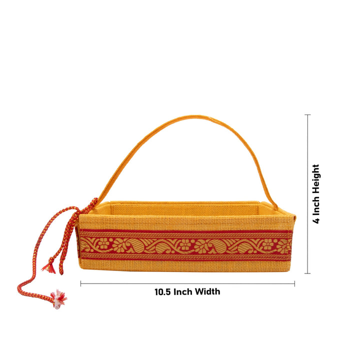 Jute Bag with Handle - 4 x 10.5 x 8.5 Inches | Basket Handbag/ Jute Handbag for Women