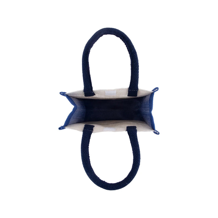 Jute Handbag - 8 x 8 Inches | Velcro Print Jute Tote Bag/ Kalamkari Cloth Jute Carry Bag for Women