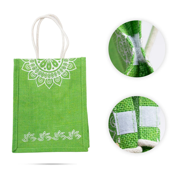 Jute Bag With Velcro - 10 x 8 Inches | Designing Tote Bag/ Jute Handbag/ Carry Bag For Shopping & Gifting