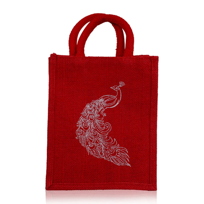 Jute Bag With Handle - 10 X 8 Inches | Jute Handbag/ Jute Tote Bag With Zip/ Gift Bag For Shopping