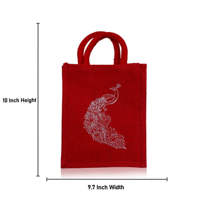 Jute Bag With Handle - 10 X 8 Inches | Jute Handbag/ Jute Tote Bag With Zip/ Gift Bag For Shopping