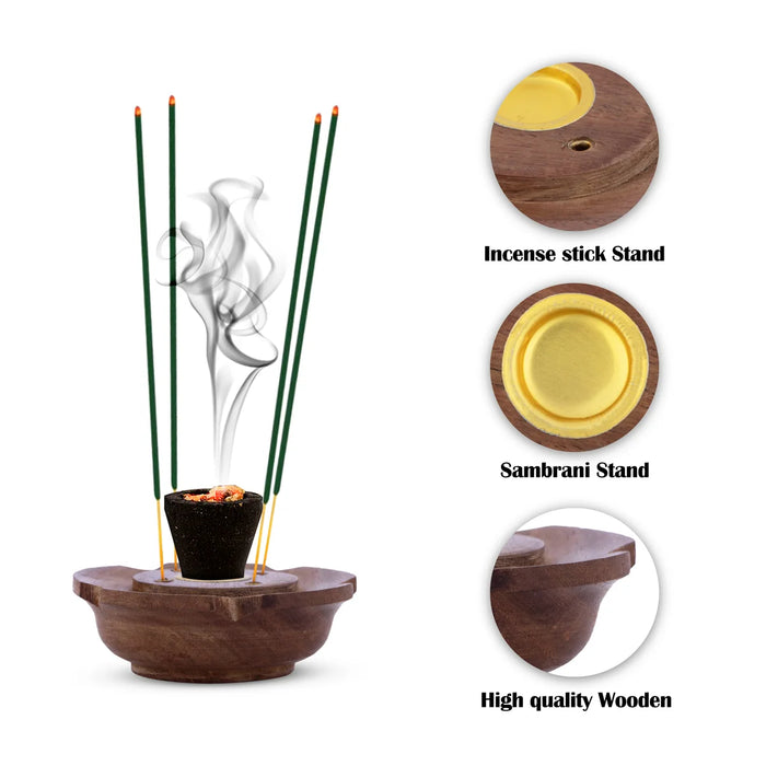 Dhoop Holder - 3 x 1 Inches | Wooden Dhoop Holder/ Agarbatti Stand for Pooja