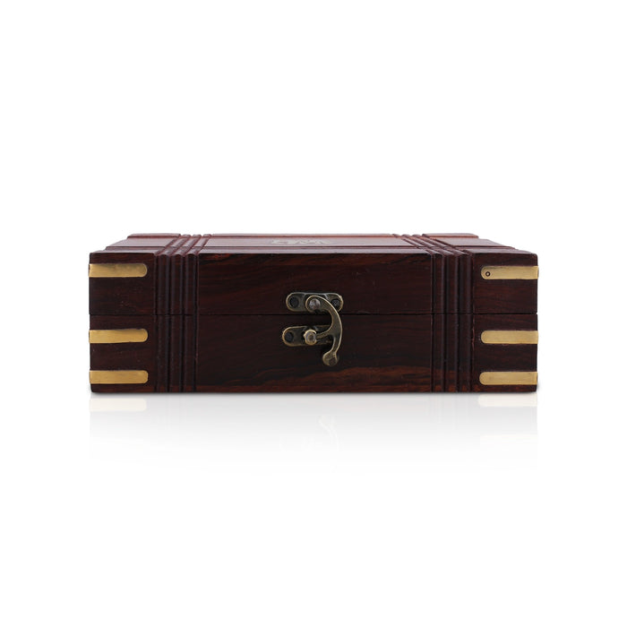 Box Cutter work with lock - 5 x 8 Inches | Elephant Inlaid Design Storage Box/ Wooden Jewel Box