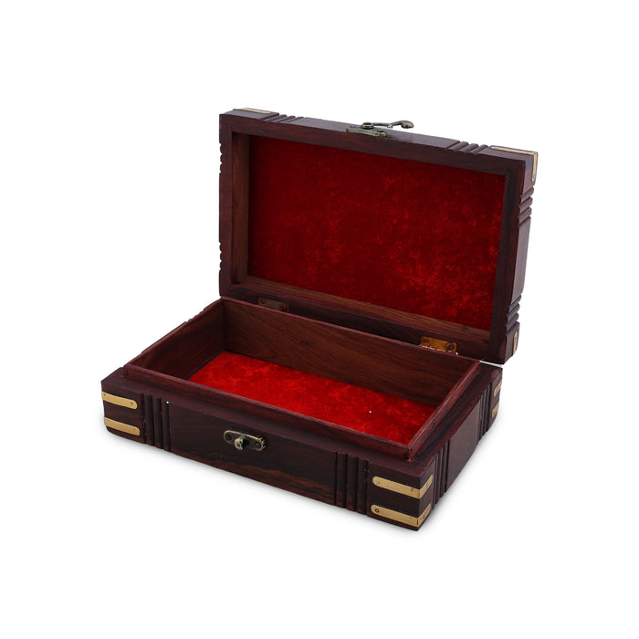 Box Cutter work with lock - 5 x 8 Inches | Elephant Inlaid Design Storage Box/ Wooden Jewel Box