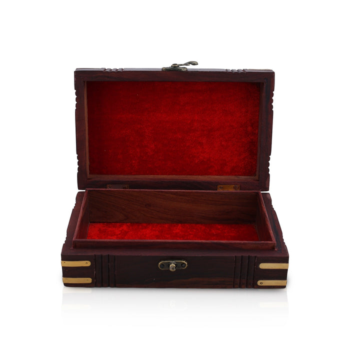 Box Cutter work with lock - 5 x 8 Inches | Elephant Inlaid Design Storage Box/ Wooden Jewel Box