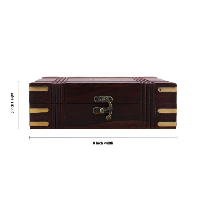 Box Cutter work with lock - 5 x 8 Inches | Elephant Inlaid Design Storage Box/ Wooden Jewel Box