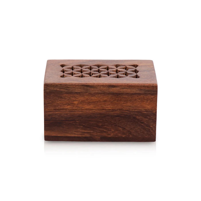 Wooden Box - 3 x 2 Inches | Jali Design Storage Box/ Handmade Jewellery Box for Gifting