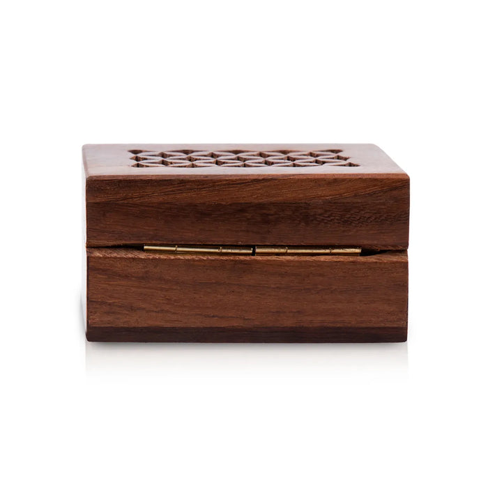 Wooden Box - 3 x 2 Inches | Jali Design Storage Box/ Handmade Jewellery Box for Gifting