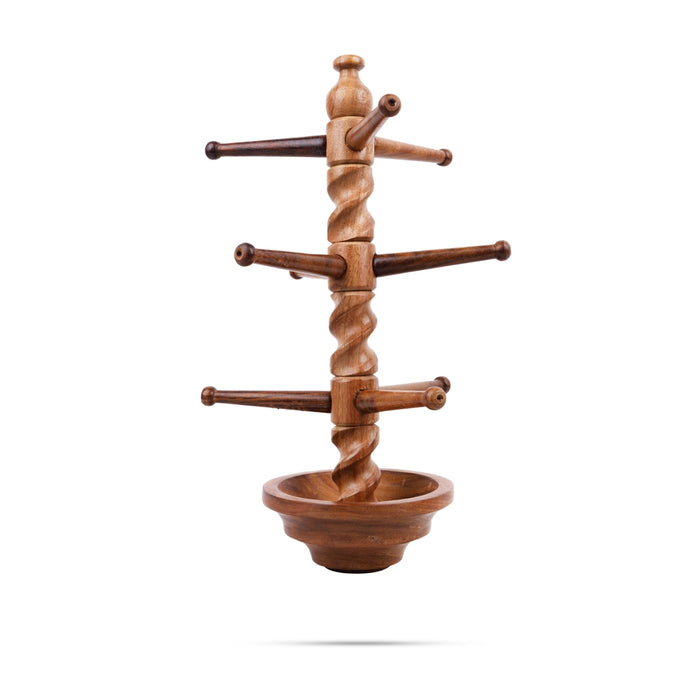 Wooden Bangle Stand With Base - 13 x 7 Inches | Bangle Holder/ Chudi Stand/ Bangle Display Stand for Women