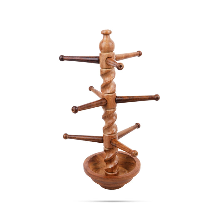 Wooden Bangle Stand With Base - 13 x 7 Inches | Bangle Holder/ Chudi Stand/ Bangle Display Stand for Women