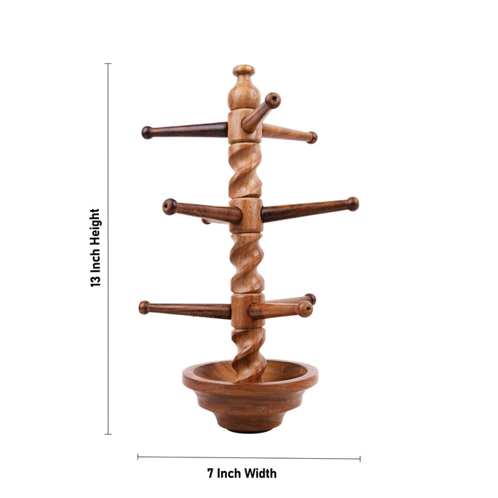 Wooden Bangle Stand With Base - 13 x 7 Inches | Bangle Holder/ Chudi Stand/ Bangle Display Stand for Women