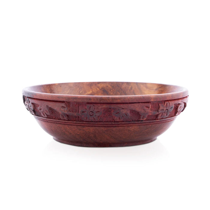 Wooden Bowl - 2 x 6 Inches | Hand Carved Wooden Cup/ Wooden Serving Bowl for Home