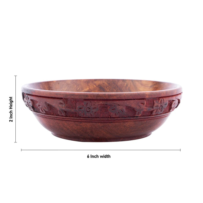 Wooden Bowl - 2 x 6 Inches | Hand Carved Wooden Cup/ Wooden Serving Bowl for Home