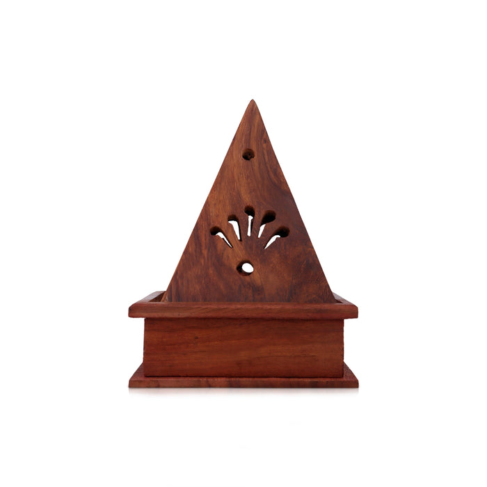 Dhoop Box with Drawer | Wooden Sambrani Holder/ Temple Shape Loban Holder
