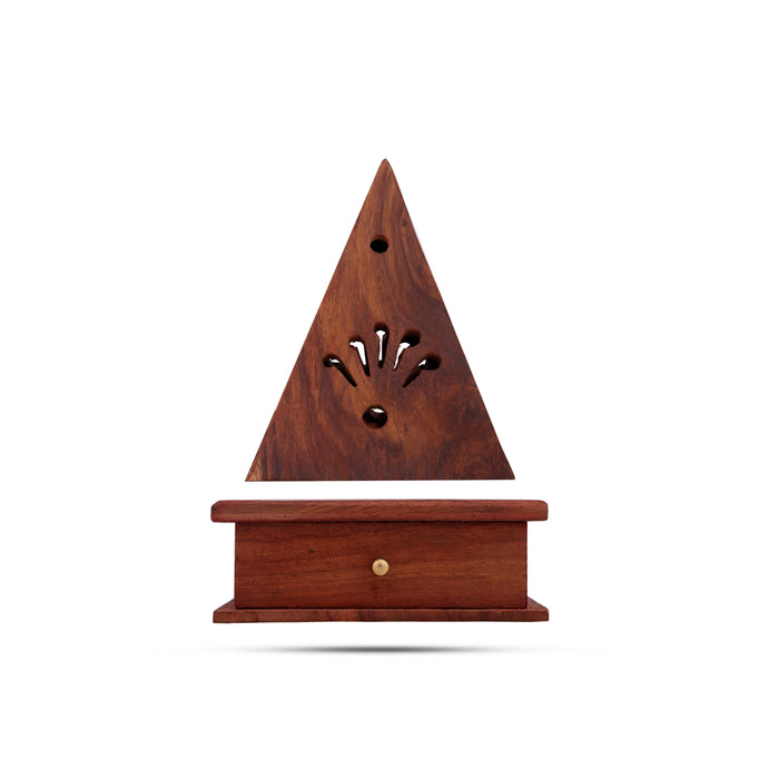Dhoop Box with Drawer | Wooden Sambrani Holder/ Temple Shape Loban Holder