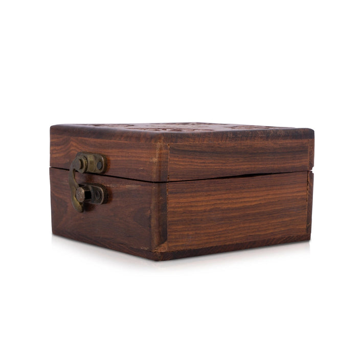 Jewel Box - 4 X 4 Inches | Wooden Box/ Elephant Inlaid Design Storage Box For Jewelry & Home