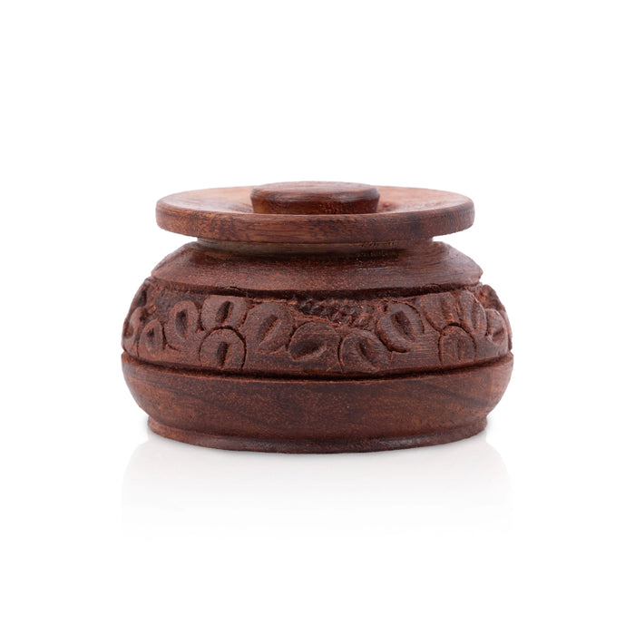 Kumkum Box - 1.5 x 2 Inches | Kunguma Chimzh/ Kumkum Bharani/ Wooden Sindoor Pot