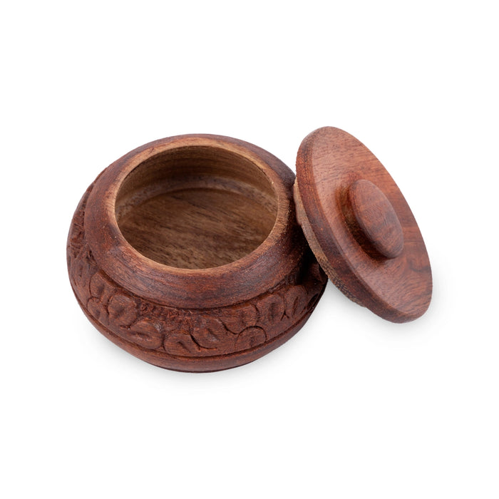 Kumkum Box - 1.5 x 2 Inches | Kunguma Chimzh/ Kumkum Bharani/ Wooden Sindoor Pot