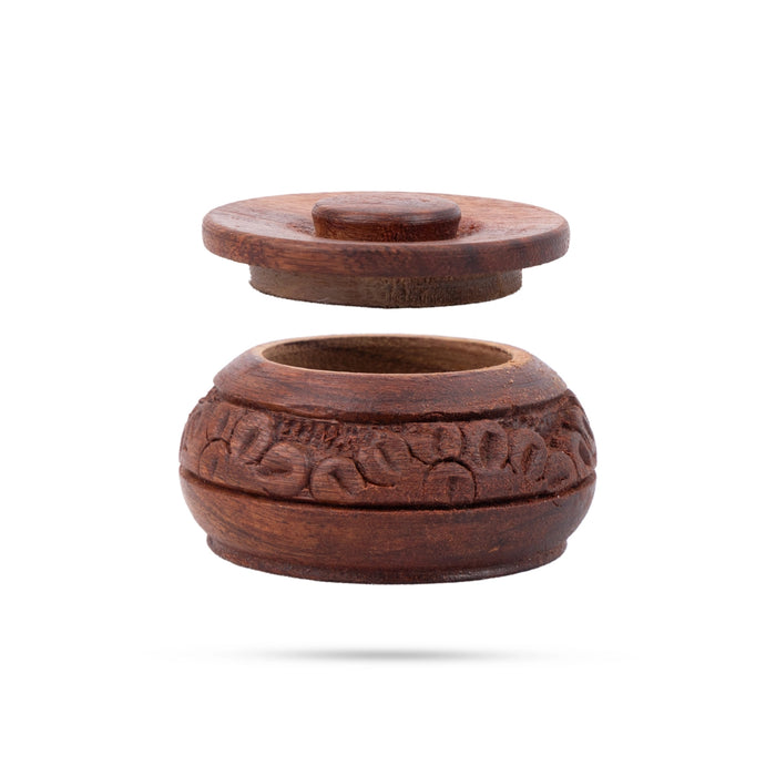 Kumkum Box - 1.5 x 2 Inches | Kunguma Chimzh/ Kumkum Bharani/ Wooden Sindoor Pot