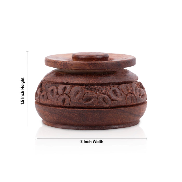 Kumkum Box - 1.5 x 2 Inches | Kunguma Chimzh/ Kumkum Bharani/ Wooden Sindoor Pot