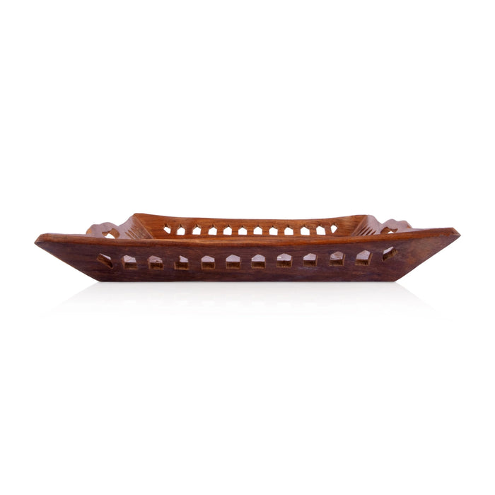 Fruit Tray - 1.5 x 12 Inches | Jali work Design Table Tray/ Serving Tray/ Wooden Tray for Home