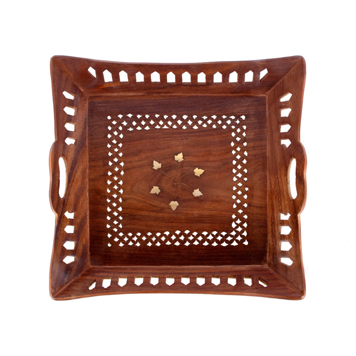 Fruit Tray - 1.5 x 12 Inches | Jali work Design Table Tray/ Serving Tray/ Wooden Tray for Home