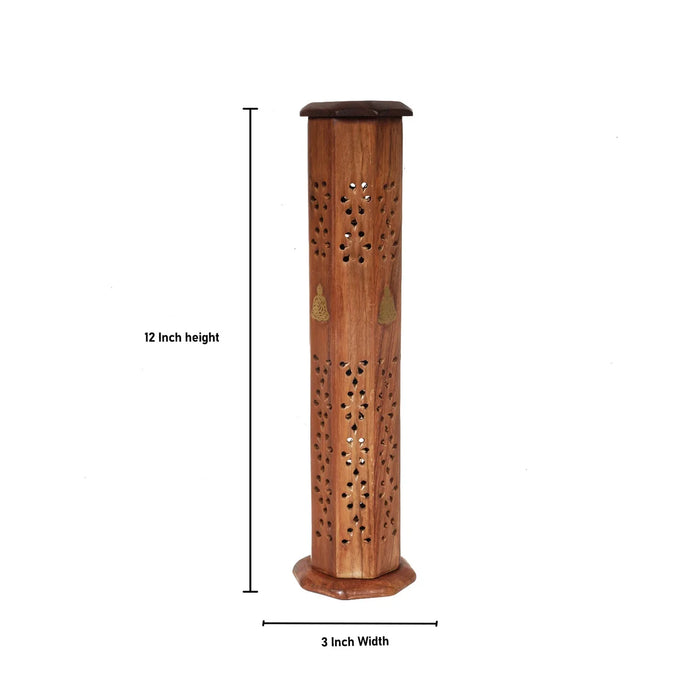 Agarbathi Stand - 12 x 3 Inches | Wooden Incense Holder/ Tower Shape Agarbatti Holder for Pooja