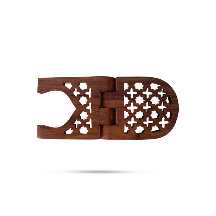 Wooden Book Stand - 12 x 5 Inches | Badroon Jali Design Rehal/ Book Holder for Reading