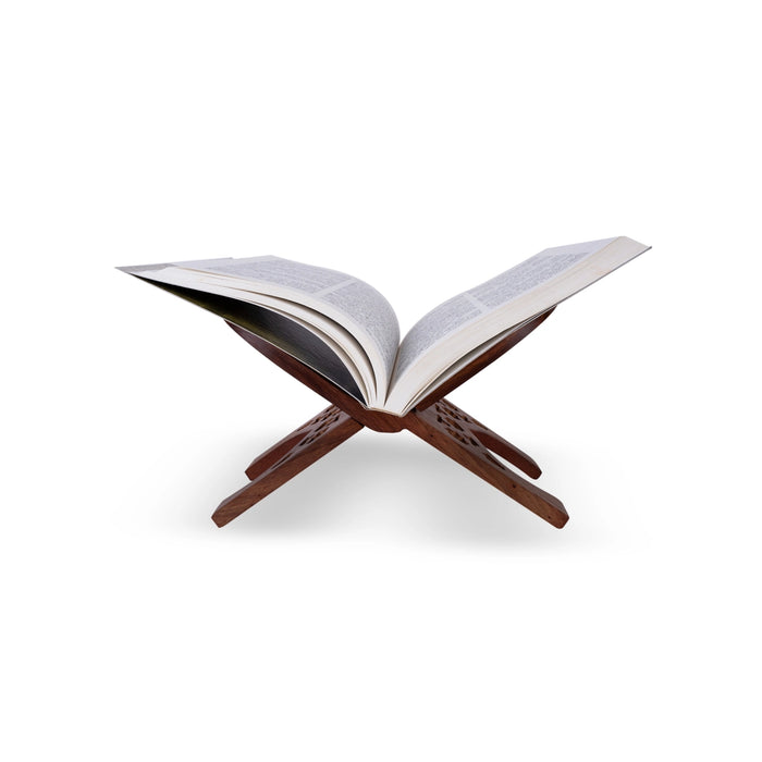 Wooden Book Stand - 12 x 5 Inches | Badroon Jali Design Rehal/ Book Holder for Reading