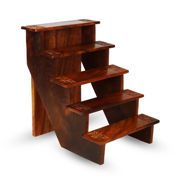 5 Steps Golu Padi - 11.5 x 8.5 Inches | Wooden Golu Stand for Navratri