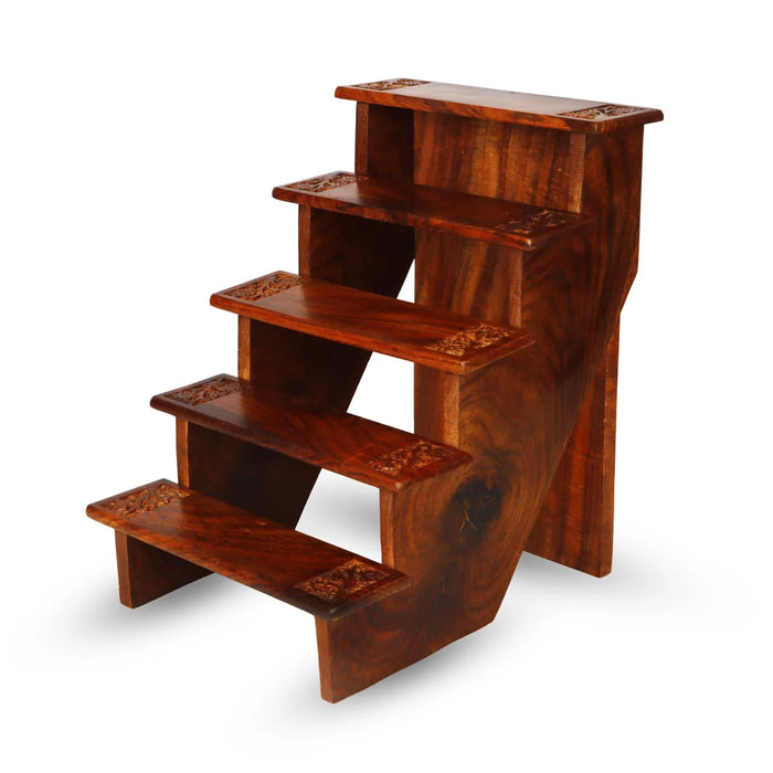5 Steps Golu Padi - 11.5 x 8.5 Inches | Wooden Golu Stand for Navratri